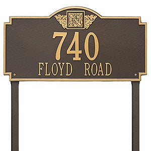 Monogram Personalized Aluminum Lawn Address Sign - Bronze & Gold - 24674D-OG