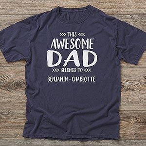 This Awesome Dad Belongs To Personalized Hanes® Adult ComfortWash™ T-Shirt - 24708-CWT