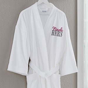 Hers Embroidered White Velour Robe - 24715-HERS