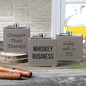 Expressions Leatherette 6 oz. Personalized Flask - 24732