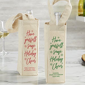 Have Yourself Some Holiday Cheer Personalized Wine Tote Bag - 24733-1