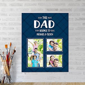 This Dad Belongs To... Personalized Canvas Tile Board - 16x20 - 24742-16x20