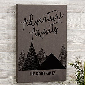 Adventure Awaits Personalized Leatherette Wall Decor- Charcoal - 24749-C