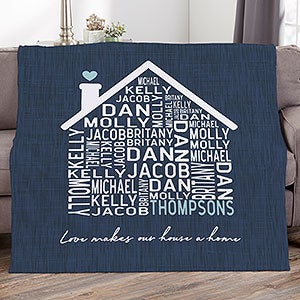 Family Home Personalized 50x60 Plush Fleece Blanket - 24758-F