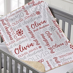 Babys First Christmas Personalized 30x40 Sherpa Blanket - 24762-SS