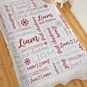 Babys First Christmas Personalized 50x60 Sherpa Blanket - 24762-S