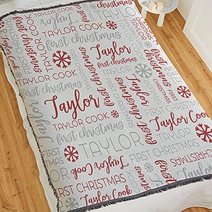 Babys First Christmas Personalized 56x60 Woven Throw - 24762-A