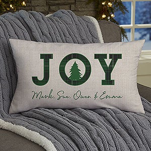 Woodsy Winterland Personalized Plaid Lumbar Pillow - 24786-LB