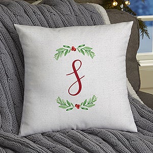 Watercolor Wreath Personalized 14-inch Christmas Throw Pillow - 24790-S
