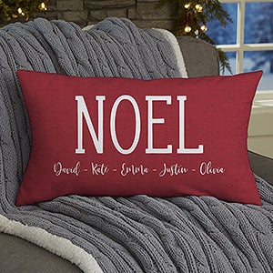 Watercolor Wreath Personalized Lumbar Christmas Throw Pillow - 24790-LB