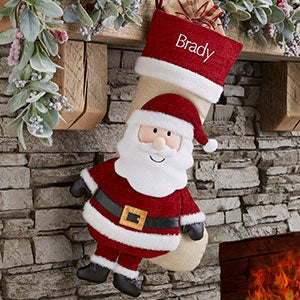 Santa Cheerful Holiday Personalized Christmas Stocking - 24806-S