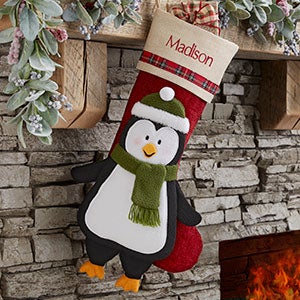 Penguin Cheerful Holiday Personalized Christmas Stocking - 24806-P