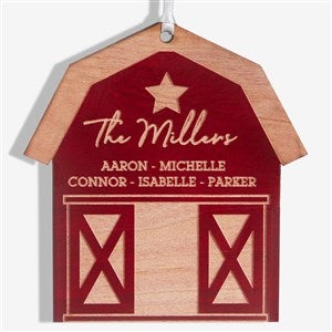 Christmas Barn Personalized Red Maple Wood Ornament  - 24813-R