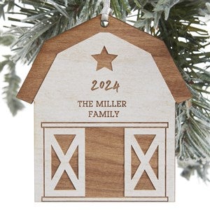 Christmas Barn Personalized Whitewash Wood Ornament  - 24813-W