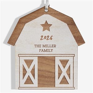 Christmas Barn Personalized Whitewash Wood Ornament  - 24813-W