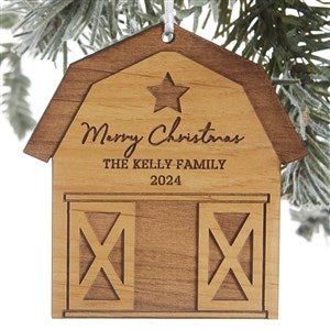 Christmas Barn Personalized Natural Wood Ornament  - 24813-N