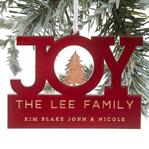 Family Joy Personalized Red Maple Wood Ornament - 24814-R
