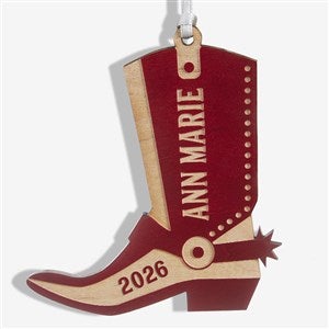 Western Boot Engraved Red Maple Wood Ornament - 24817-R