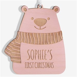Baby Bear Personalized Pink Stain Wood Ornament - 24818-P