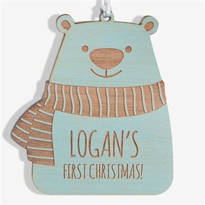Baby Bear Personalized Blue Stain Wood Ornament - 24818-B