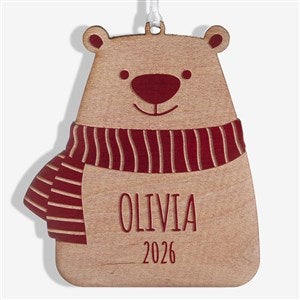 Baby Bear Personalized Red Maple Wood Ornament - 24818-R