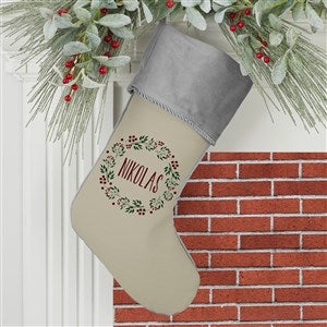 Christmas Wreath Personalized Grey Christmas Stocking - 24823-GR