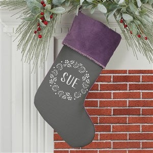 Christmas Wreath Personalized Purple Christmas Stocking - 24823-P