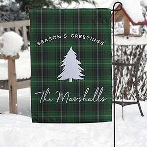 Christmas Plaid Personalized Garden Flag - 24828