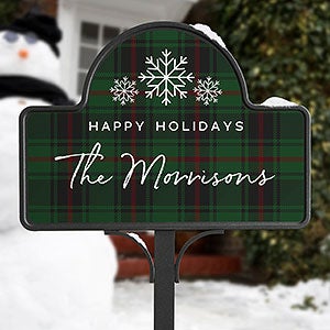Christmas Plaid Personalized Magnetic Garden Sign - 24829