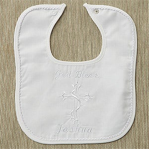 Custom Personalized Christening Bib - Cord Trim - 2483-C