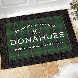 Christmas Plaid Personalized Doormat- 18x27 - 24841