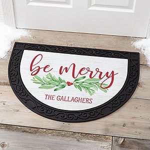 Watercolor Wreath Personalized Half Round Doormat - 24844