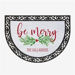 Watercolor Wreath Personalized Half Round Doormat - 24844