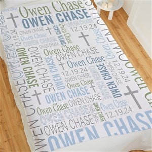 Christening Day For Him Personalized 50x60 Fleece Blanket - 24848-F