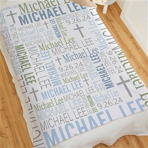 Christening Day For Him Personalized 60x80 Sherpa Blanket - 24848-SL