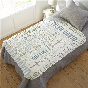 Christening Day For Him Personalized 50x60 Quilted Blanket - 24848-Q