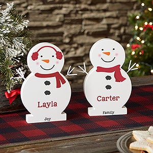 Snowman Family Personalized 7.5-inch Wooden Snowman - 24851-S
