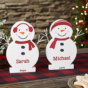 Snowman Family Personalized 9.5-inch Wooden Snowman - 24851-L