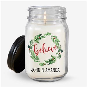 Watercolor Wreath Personalized Farmhouse Candle Jar - 24858