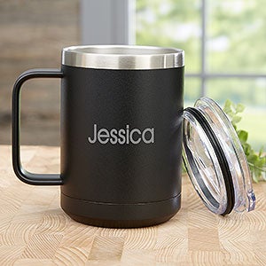 Custom Engraved Travel Coffee Tumbler With Lid and Handle