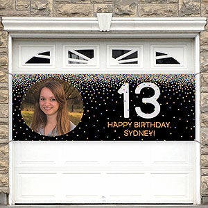 Confetti Personalized Photo Birthday Banner - 45x108 - 24906-LP