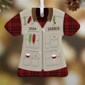 1-Sided Fishing Vest Personalized T-Shirt Ornament - 24911-1