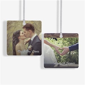 Wedding Photo Memories Personalized Square Ornament- 2.75 Metal - 2 Sided - 24917-2M