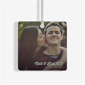 Cute Couple Photo Personalized Square Ornament- 2.75 Metal - 1 Sided - 24918-1M