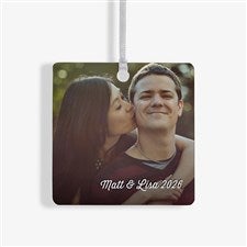 Cute Couple Photo Personalized Square Ornament- 2.75 Metal - 1 Sided - 24918-1M