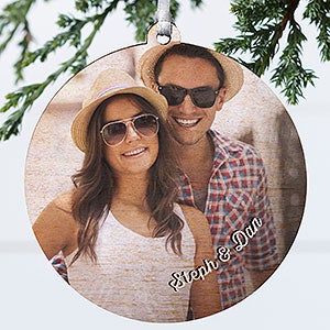 Cute Couple Photo Personalized Ornament- 3.75 Wood - 1 Sided - 24918-1W