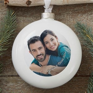 Cute Couple Photo Personalized Deluxe 3D Disc Ornament - 24918-D