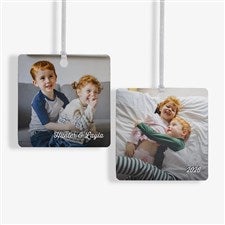 The Kids Photo Memories Personalized Square Ornament- 2.75 Metal - 2 Side - 24919-2M