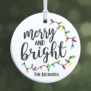 Merry & Bright Personalized Ornament- 2.85 Glossy - 1 Sided - 24922-1S