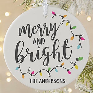 Merry & Bright Personalized Ornament- 3.75 Matte - 1 Sided - 24922-1L